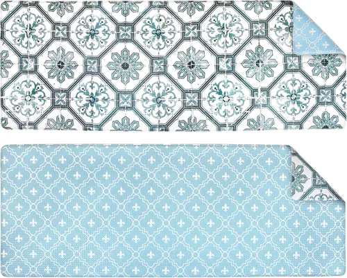 Vista 7 de OPUX - Tapete de cocina antifatiga, reversible, acolchado con espuma viscoelástica, alfombra de cocina, impermeable, antideslizante, cómoda