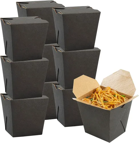 Vista 5 de Restaurantware Cajas chinas para llevar, paquete de 200 unidades, 8 onzas, resistentes a la grasa, recipientes de comida para llevar, desechables