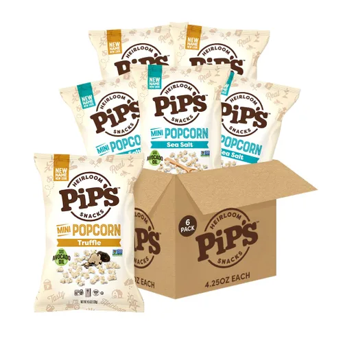 Vista 10 de Palomitas de Maíz Mini Tradicional de Pipcorn por Heirloom Pip's Snacks - Sal Marina, 1 oz 24 pz - Paquetes de Snack Saludables y Sin Gluten, Maíz
