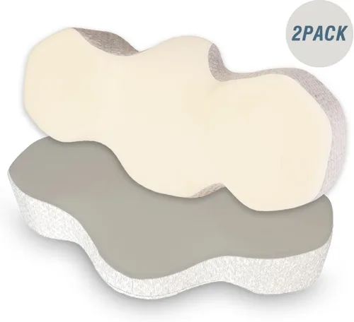 Vista 2 de Almohada cervical ergonómica para aliviar el dolor de cuello, almohada de espuma viscoelástica contorneada para dormir de lado, espalda y estómago