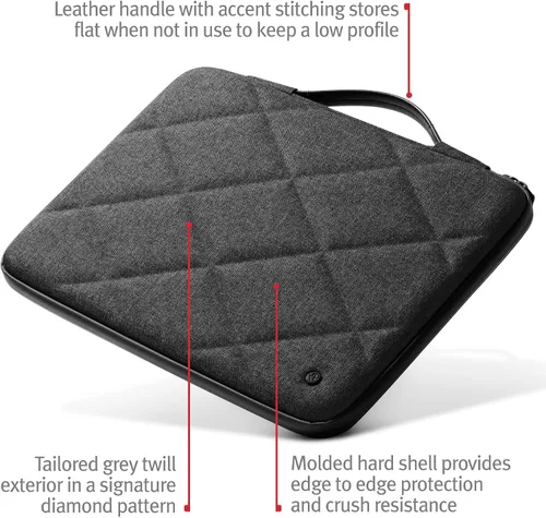 Vista 3 de Twelve South SuitCase - Funda rígida protectora a medida con bolsillo interior y asa de piel para MacBook Pro M1 de 14 pulgadas, color gris oscuro