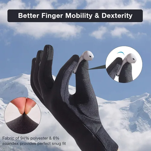 Vista 5 de Guantes de correr con pantalla táctil mejorados guantes de invierno ligeros y térmicos guantes de compresión para hombres y mujeres antideslizantes