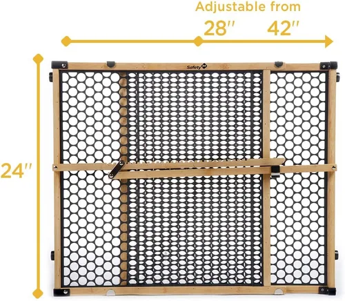 Vista 7 de Safety 1st Puerta de seguridad para bebés de bambú para puertas, puerta sin taladro con puerta, puertas para perros, se ajusta a 28"-42", 24