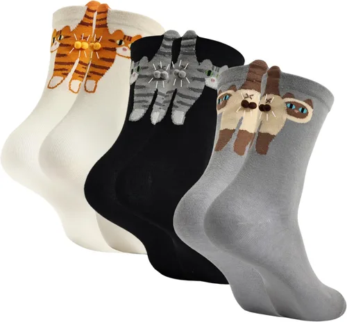 Vista 18 de Belloxis 5 pares de bonitos y divertidos calcetines de animales para mujeres y niñas, cómodos calcetines de algodón para uso diario, grandes ideas