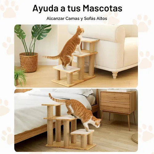 Vista 3 de FUKUMARU Escaleras para perros, escaleras de madera maciza para mascotas