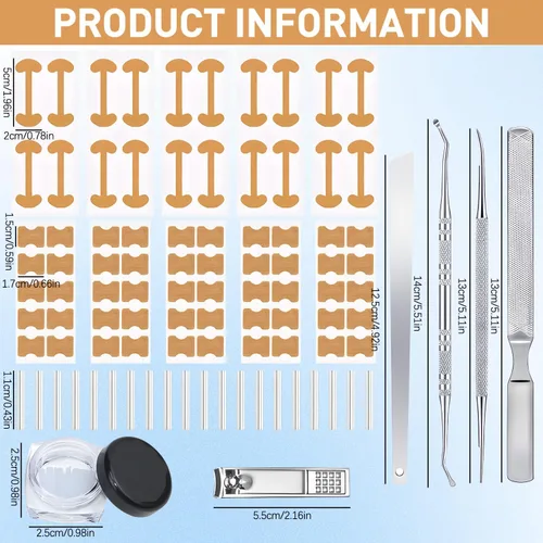 Vista 6 de Kits de corrector de uñas encarnadas con tiras curvas, parches transpirables y herramientas de pedicura, juego de cuidado de uñas para una