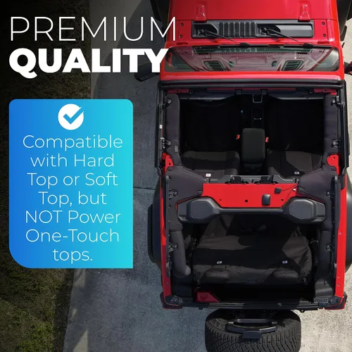 Vista 2 de Cubierta de Relleno de Neopreno para Barra Antivuelco Compatible con Jeep Wrangler JL de 2 Puertas 2018-2023 (NO 2024-2025) - Negro