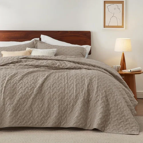 Vista 32 de Bedsure Quilts Twin Size - Lightweight Bedspreads Twin Size with Basket Weave Pattern, Soft Quilt Bedding Set, Grey Comforter Set Coverlet for All