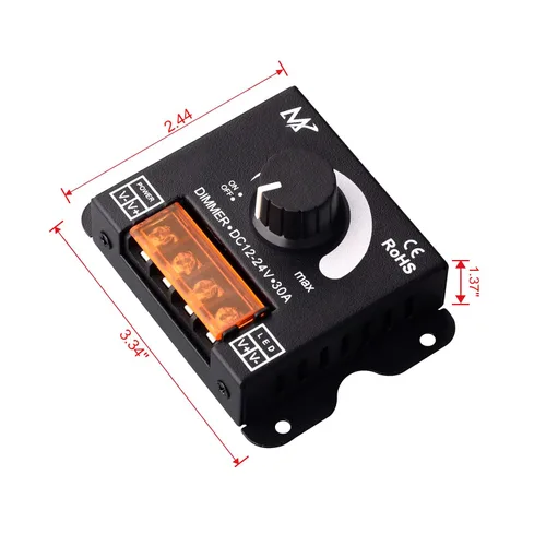 Vista 2 de Tira de luz LED DC12V-24V 30A PWM regulador de atenuación para perilla de atenuación ajustar brillo interruptor de encendido/apagado, tira LED de un