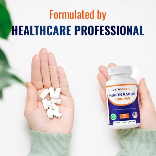 Vista 4 de Vitamatic Niacinamida 1000 mg 90 comprimidos - Vitamina B3 sin rubor - Apoya la producción de energía