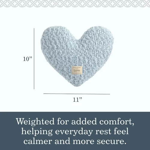 Vista 9 de DEMDACO Almohada Decorativa de Felpa con Peso en Forma de Corazón Azul Suave, 10 x 11 pulgadas