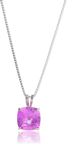 Vista 38 de MAX + STONE Cushion Cut Gemstone Necklace 8mm Solitaire Birthstone Necklace for Women Gemstone Pendant Necklaces with 18 inch Box Chain
