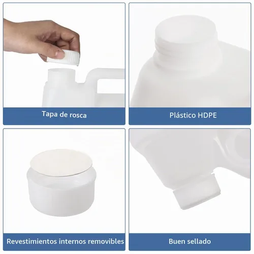 Vista 3 de Paquete de 6 jarras de plástico transparente de 64 onzas con tapas, recipientes de almacenamiento de agua con mango ergonómico, recipientes de 0.5