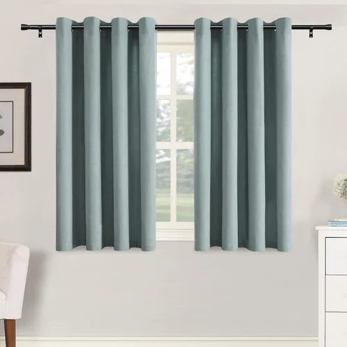 Vista 46 de H.VERSAILTEX Cortinas de cocina texturizadas de lino natural con ojales de 45 pulgadas de largo, lino sintético grueso para oscurecer la habitación