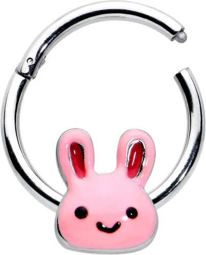 Vista 2 de Body Candy Anillo de segmento con bisagras de acero 16G, sin costuras, para pezón, aro de nariz de conejo, 38 pulgadas, Acero inoxidable, Sin gemas.