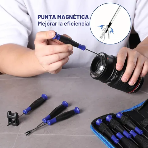 Vista 3 de WORKPRO Juego de destornilladores de precisión de 10 piezas con bolsa, destornilladores pequeños magnéticos con Phillips, ranurados, Torx Star, kit