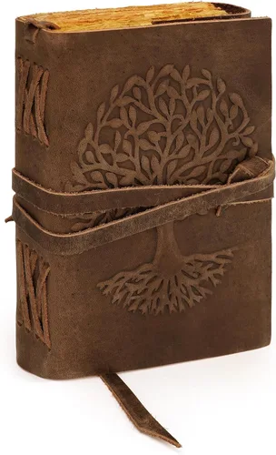 Vista 42 de Diario de cuero para mujeres y hombres, 200 páginas, 5 x 7 pulgadas, regalos para mujeres, diario de viaje, cuaderno de mujer, marcador de 7 chakras