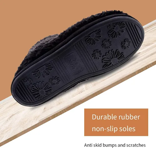 Vista 4 de Pantuflas cómodas y cálidas de forro polar sintético para mujer, con forro de felpa, suela antideslizante para interiores y exteriores