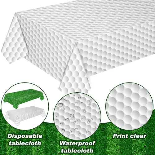 Vista 3 de Mixweer 2 manteles de plástico de césped de golf para eventos deportivos, día del juego, 54 x 108 pulgadas, desechables, color verde, para fanáticos