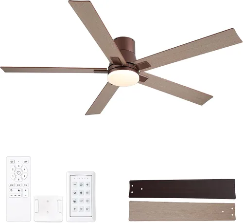 Vista 25 de Ventiladores de techo de 42 pulgadas con luces y control remoto, ventilador de techo negro con 5 aspas, motor DC reversible de 6 velocidades, LED