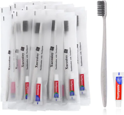 Vista 10 de Cepillos de dientes desechables con pasta de dientes, paquete
