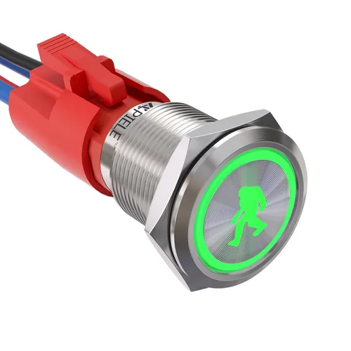 Vista 13 de APIELE Interruptor de botón de presión para barra de luz LED, encendido/apagado SPST, acero inoxidable, 10A, 12V, 24VDC, precableado, 19mm, 0.74
