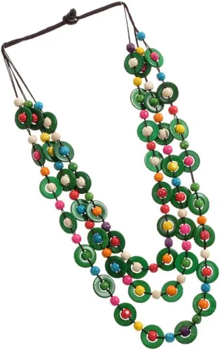 Vista 7 de GANAZONO Collar de estilo bohemio retro para mujer, diseño de concha de coco, cuentas de madera tejidas a mano, joyería de moda para playa