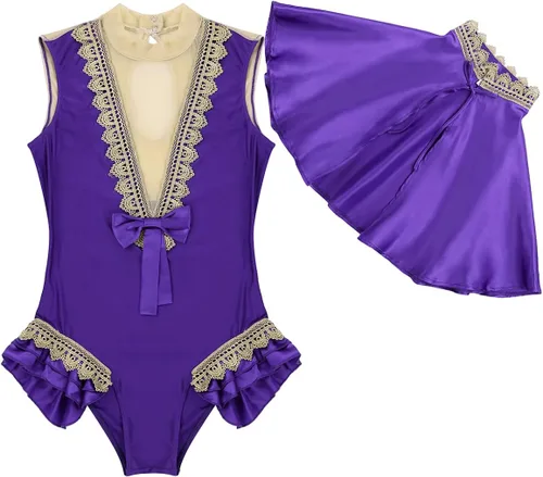 Vista 6 de FEESHOW Disfraz de disfraz de Halloween para mujer, traje de leotardo para cosplay