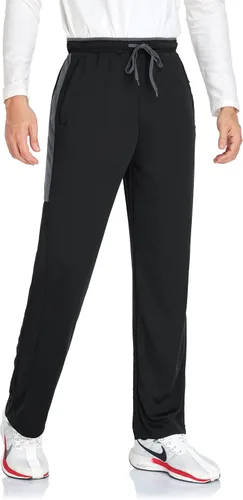 Vista 2 de SPOSULEI Men's Sweatpants with Zipper Pockets Open Bottom Athletic Pants for Jogging, Workout, Gym, Running, Training