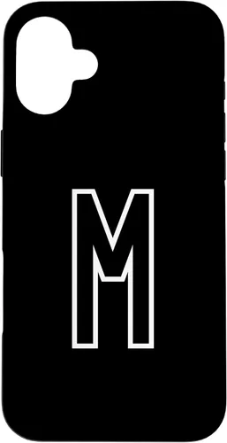 Vista 22 de Funda con monograma inicial favorita para iPhone 13 Pro Max Letra M, color blanco y negro