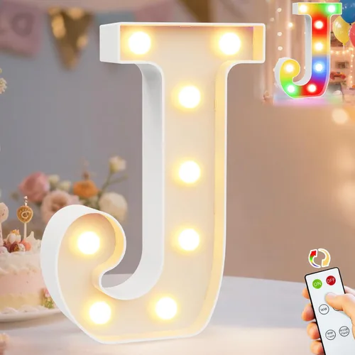 Vista 56 de Pooqla Letras con luces LED de marquesina, letras decorativas iluminadas en blanco cálido y blanco frío, letras del alfabeto iluminadas para niños
