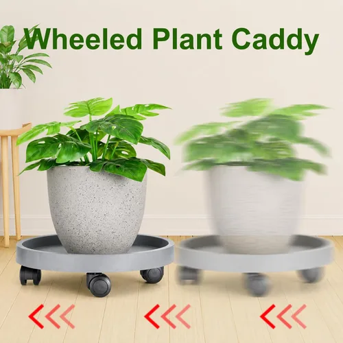 Vista 2 de Doseno Organizador para plantas con ruedas, paquete de 2 soportes para Gris
