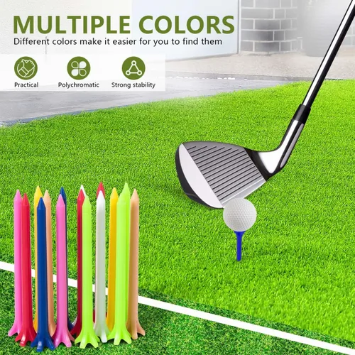 Vista 5 de KISEER Paquete de 100 camisetas de golf de plástico profesionales duraderas de 2 3/4 pulgadas a granel (colores aleatorios)