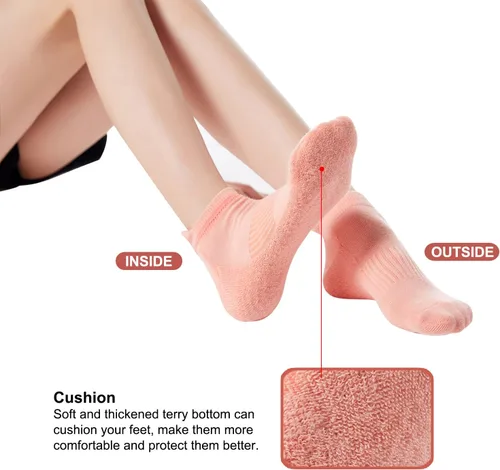 Vista 6 de UTTPLL Calcetines antideslizantes para mujeres y hombres, calcetines de yoga atléticos acolchados para pilates, calcetines de hospital con agarres