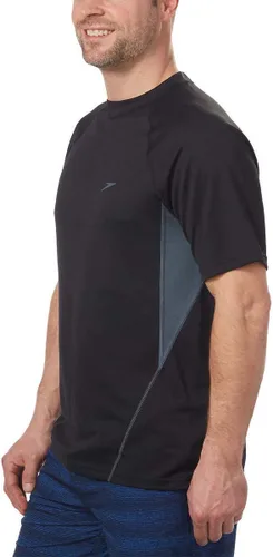 Vista 2 de Speedo Camiseta de natación UV para hombre, manga corta, ajuste holgado, fácil