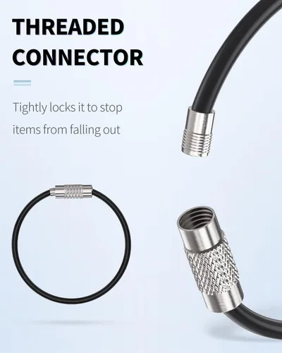Vista 5 de Uniclife 4 Inch Wire Keychain Cable Large Stainless Steel Key Ring Loop Holder for Luggage Tag Keeper for Travel