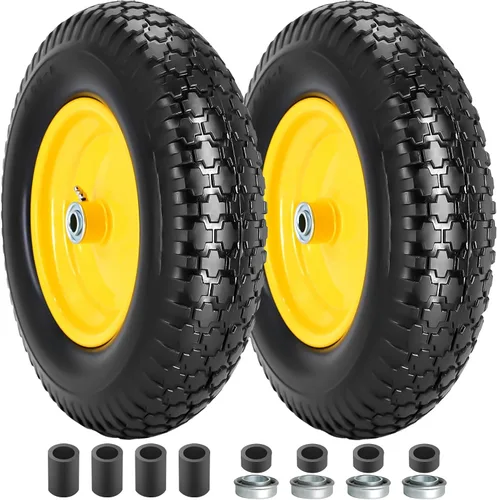 Vista 9 de Neumático y rueda sólidos para carretilla 4.80/4.00-8, neumático sin aire de 16" con cubo centrado de 3", rodamientos de 5/8" y 3/4", compatible