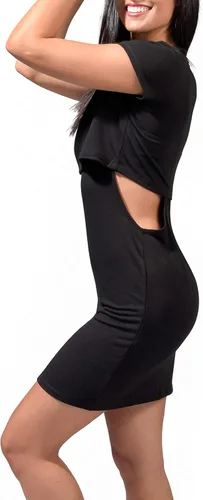 Vista 2 de 90 grados por Reflex - Mini vestido de manga corta para mujer con corte lateral