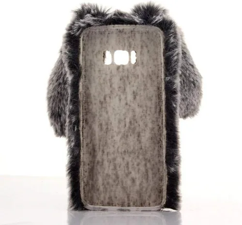 Vista 4 de Funda para Google Pixel 3 XL, [Estuche de conejo de felpa] Conejo de piel peluda con diamantes de imitación de cristal de diseño cálido suave