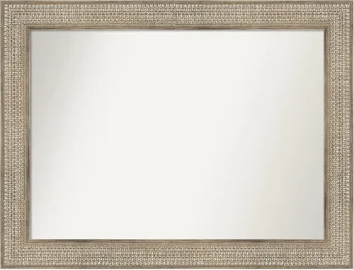 Vista 269 de Amanti Art Espejo de baño plateado para sobre fregadero, 26 x 26 pulgadas, espejo cuadrado de níquel pulido, marco de madera tradicional mediano, se