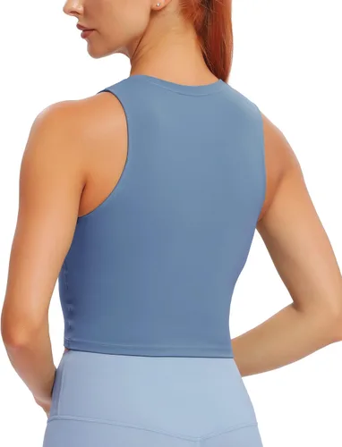 Vista 2 de Natural Feelings - Sujetadores deportivos sin mangas, con relleno extraíble, para mujer ombligueras para yoga, entrenamiento, correr
