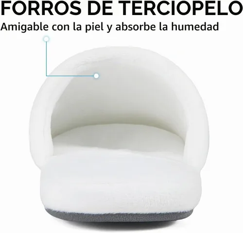 Vista 3 de 3 pares de pantuflas de spa de lujo, espuma viscoelástica de algodón, antideslizantes, puntera cerrada, lavables para hoteles, invitados, viajes