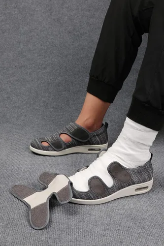 Vista 5 de ZUMEIJIA Zapatos para diabéticos para mujer, zapatos casuales ajustables para caminar, zapatos anchos para ancianos, pies hinchados