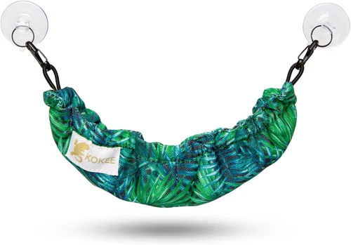 Vista 5 de Accesorios para tanque de Gecko con cresta, hamaca de reptil y hamaca de lagarto (100% poliéster, 7.5 x 2 pulgadas, una ventosa) Accesorios