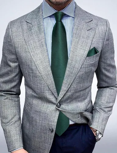 Vista 3 de DiBanGu Solid Tie - Pañuelo de seda para hombre, corbata tejida y pañuelo de bolsillo