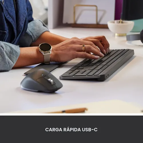 Vista 7 de Logitech MX Keys Combo para Negocios Gen 2, Teclado Inalámbrico de Tamaño Completo y Ratón Inalámbrico, con Reposamuñecas, Bluetooth, Logi Bolt