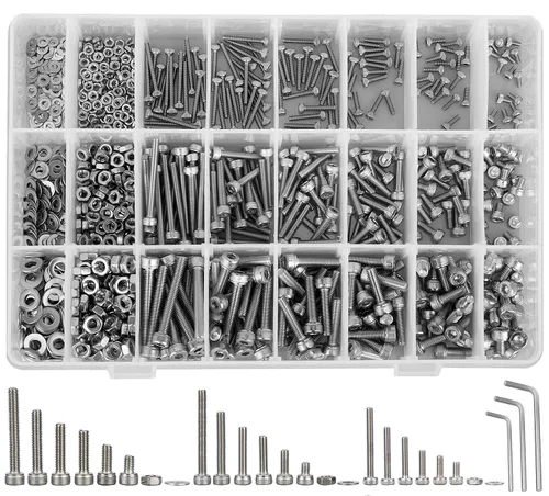 Vista 17 de Juego de 2410 piezas de tuercas y pernos M2 M3 M4 M5, pernos métricos de cabeza hexagonal con botón de 4 mm a 20 mm, pernos y tuercas de acero