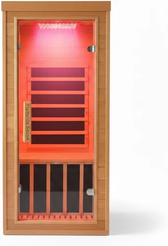 Vista 9 de Sala de sauna de infrarrojo lejano de 1350W para el hogar, sauna de madera canadiense de Hemlock de calentamiento rápido bajo EMF, luz de sauna que