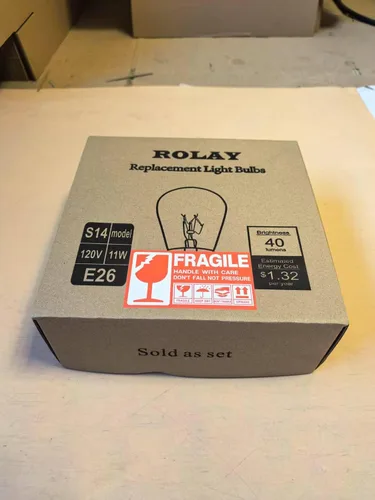 Vista 8 de Rolay 11 vatios S14 focos incandescentes con base E26, 25 unidades Transparente
