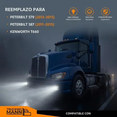 Vista 3 de FV - 2 pares de luces antiniebla LED completas compatibles con Kenworth T660 (2014-2021), Peterbilt 579 (2013-2021) 587 (2011-2016), lámparas
